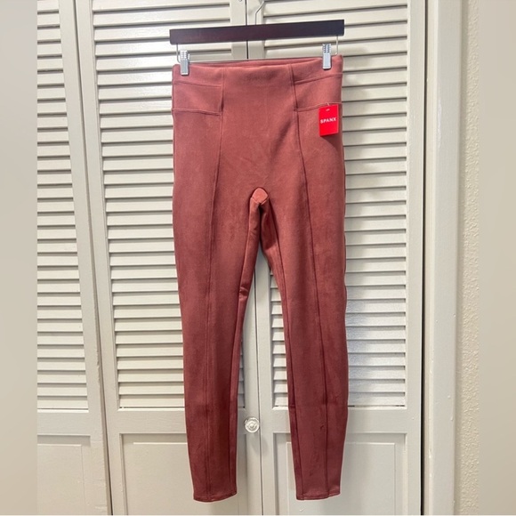 SPANX High Waist Faux Suede Leggings, Rich Rose - Picture 5 of 8